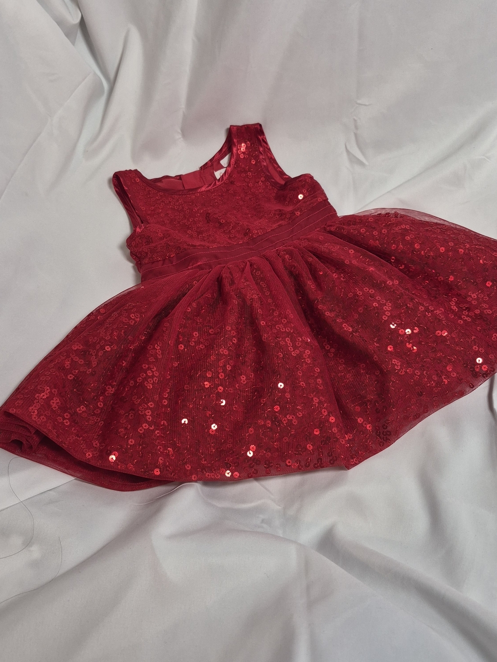 Cat & Jack Baby Red Sequin Holiday Dress 12M Sparkly Princess Great X-mas Gift